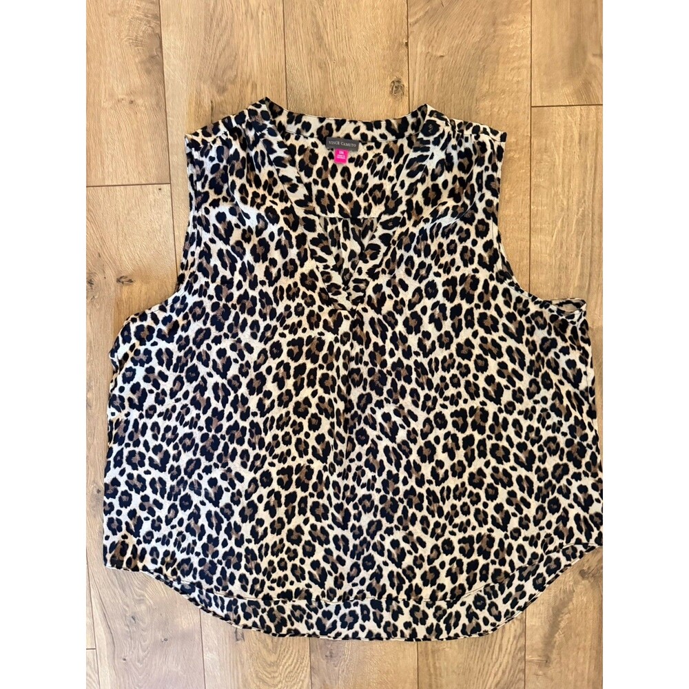 Vince Camuto Sleeveless Leopard Print Top Size XXL Vneck Shirt
